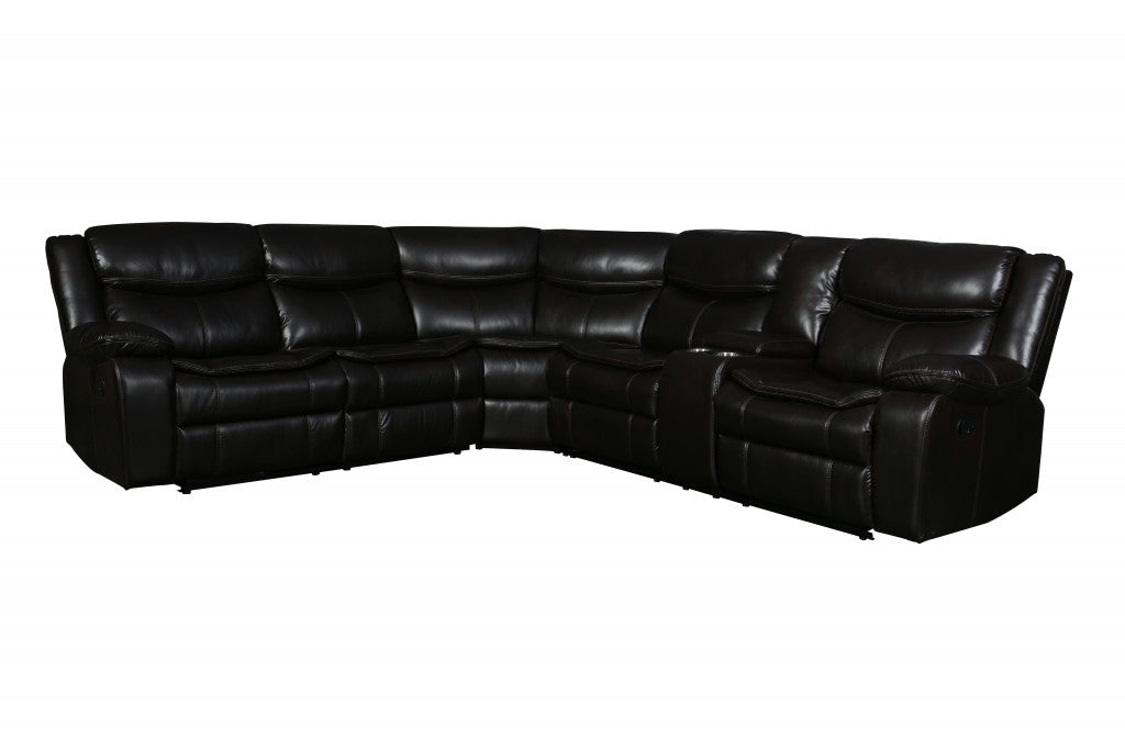 86" Brown And Black Italian Leather Sofa