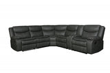 86" Gray And Black Italian Leather Sofa