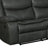 86" Gray And Black Italian Leather Sofa