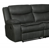 86" Gray And Black Italian Leather Sofa