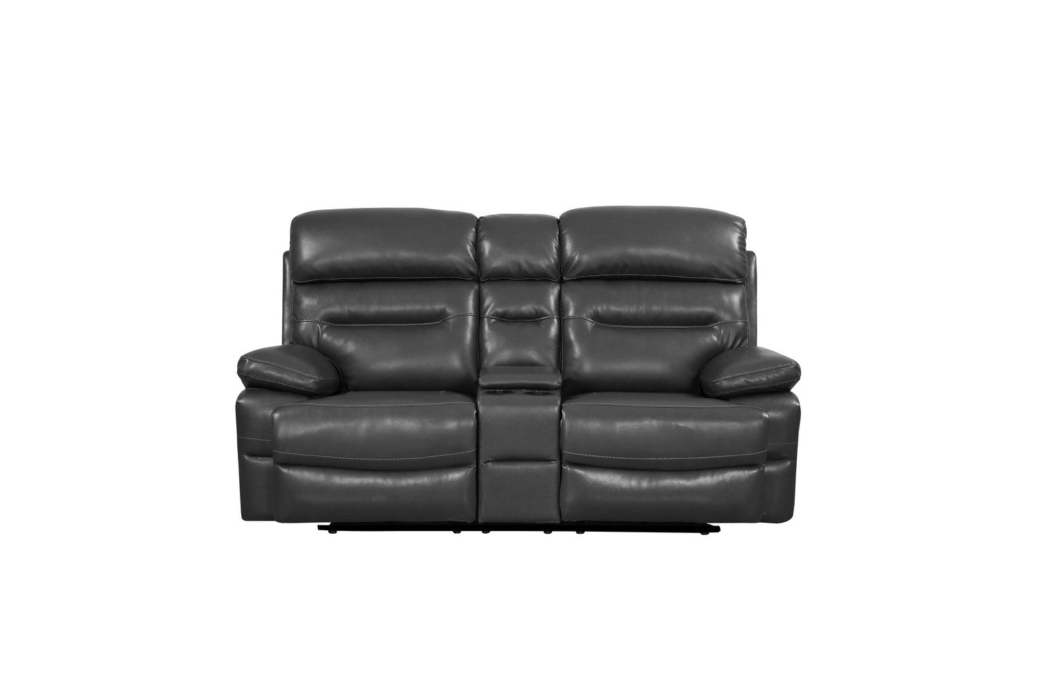 89" Gray And Black Faux Leather USB Sofa