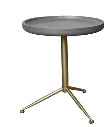 19" Gold And Gray Round End Table