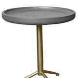 19" Gold And Gray Round End Table