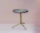 19" Gold And Gray Round End Table