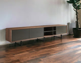 94" Gray Open Shelving TV Stand