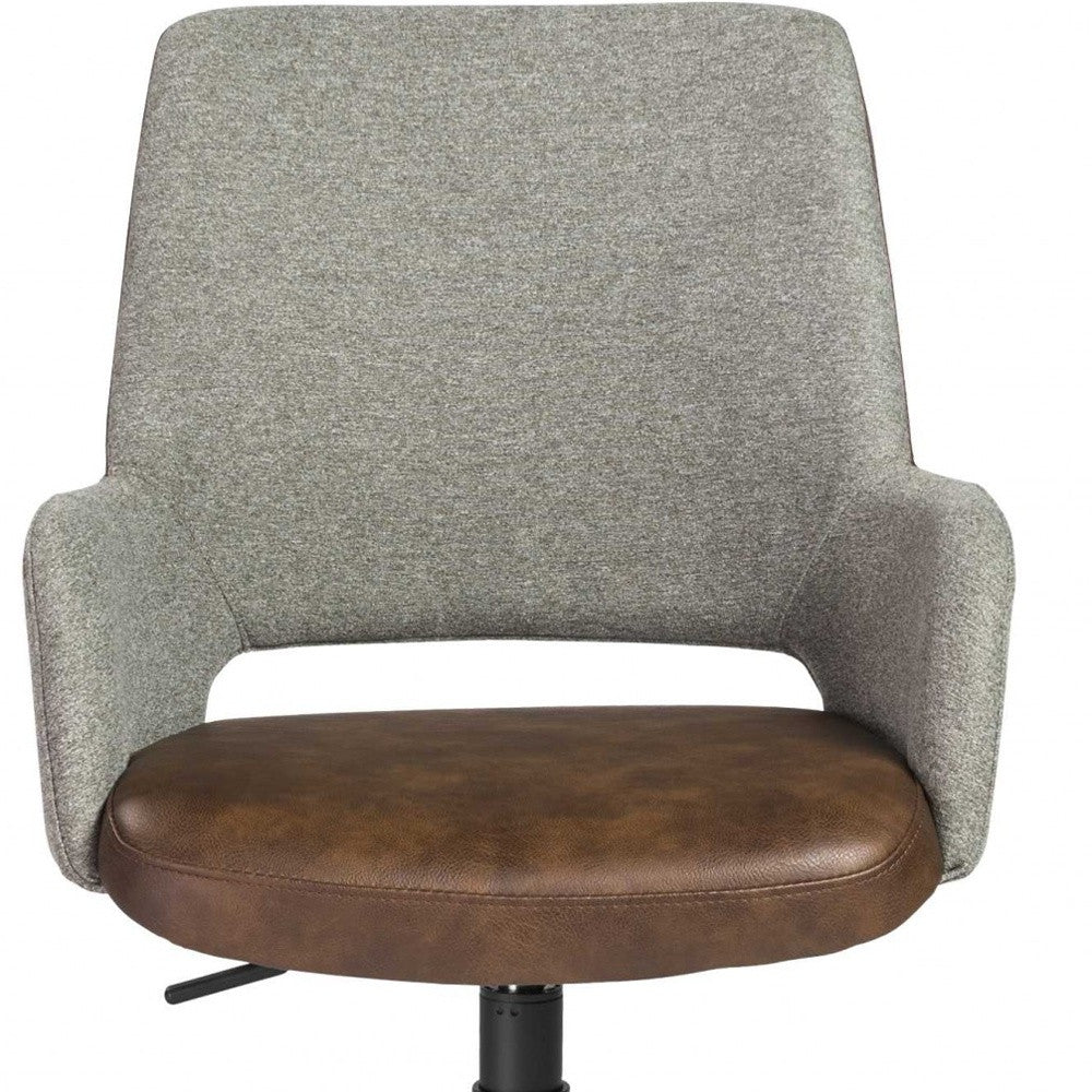 Gray Linen Seat Swivel Adjustable Task Chair Fabric Back Steel Frame