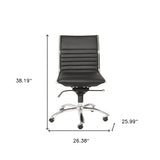 Black Faux Leather Seat Swivel Adjustable Task Chair Leather Back Steel Frame