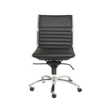 Black Faux Leather Seat Swivel Adjustable Task Chair Leather Back Steel Frame