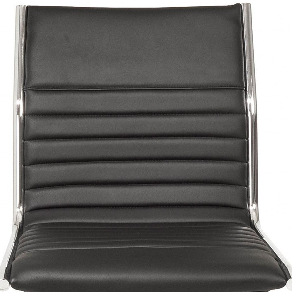 Black Faux Leather Seat Swivel Adjustable Task Chair Leather Back Steel Frame