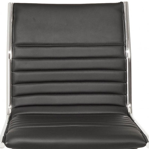 Black Faux Leather Seat Swivel Adjustable Task Chair Leather Back Steel Frame