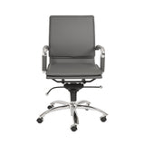 Gray Faux Leather Seat Swivel Adjustable Task Chair Leather Back Steel Frame