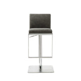 20" Gray And Silver Stainless Steel Bar Chair