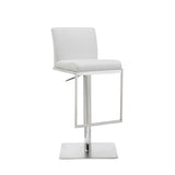 20" White And Silver Stainless Steel Bar Chair