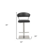 20" Black And Silver Stainless Steel Bar Chair