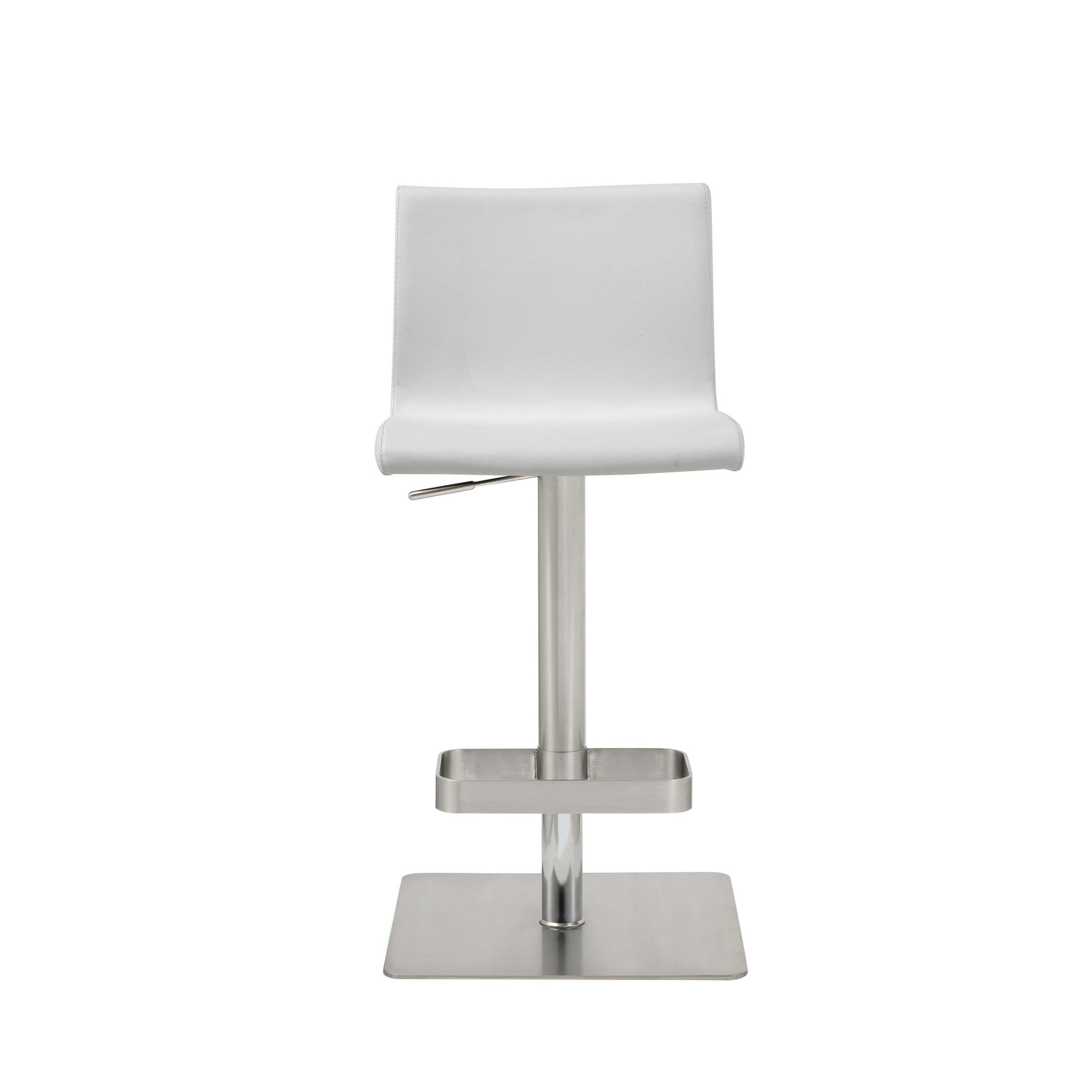 26" White And Silver Stainless Steel Counter Height Bar Chair