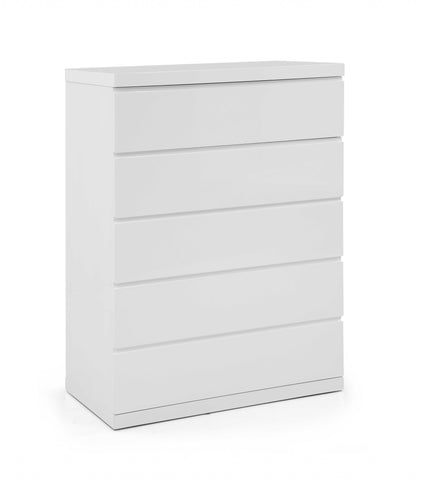 36 X 20 X 47 Gloss White Stainless Steel 5 Drawer Chest