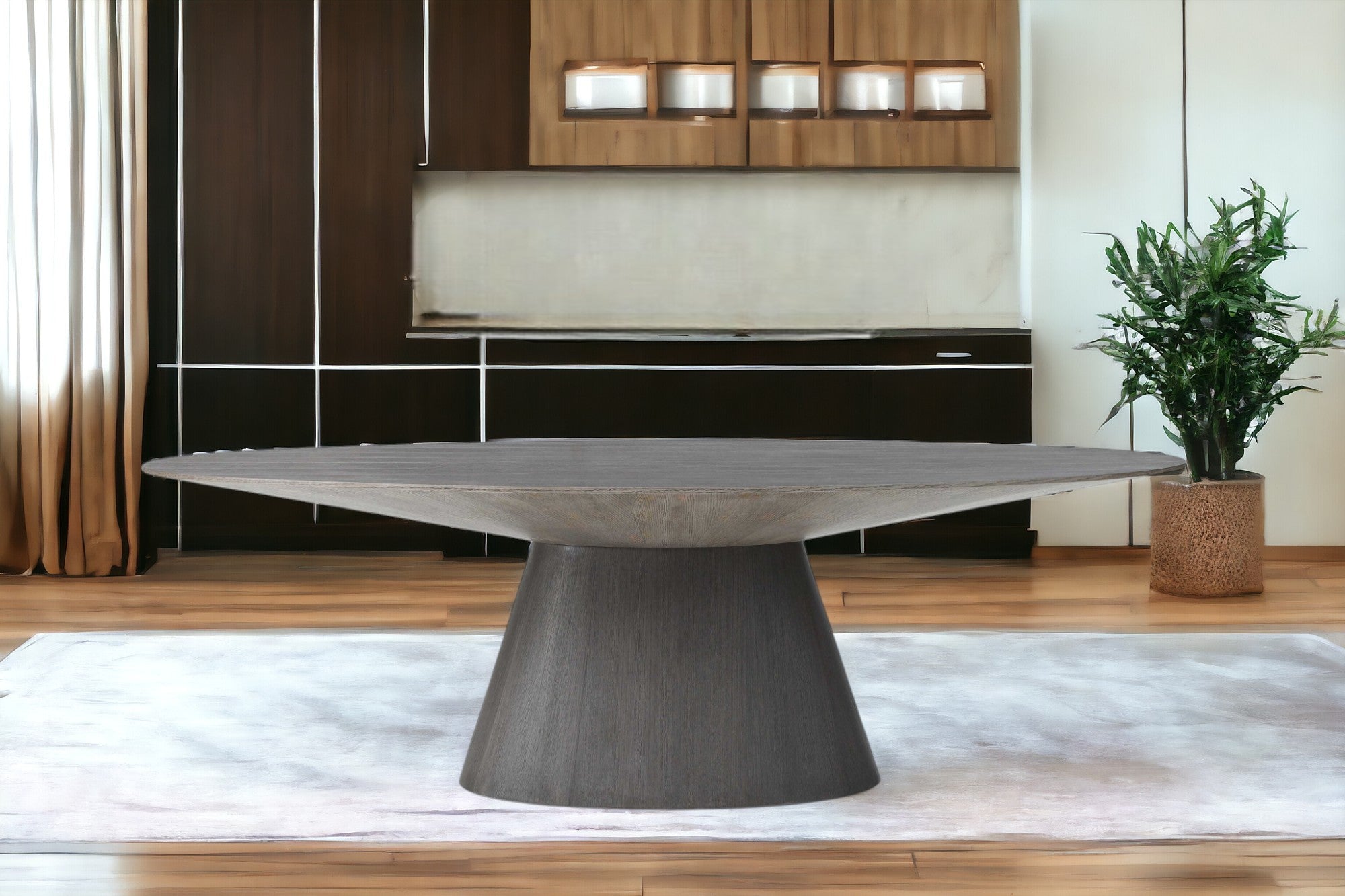 95" Gray Solid Wood Dining Table