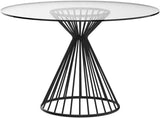 47" Clear and Black Rounded Glass and Iron Pedestal Base Dining Table