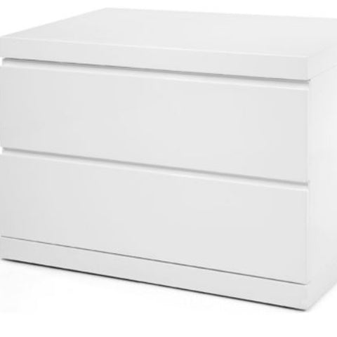 20" White Two Drawer Nightstand