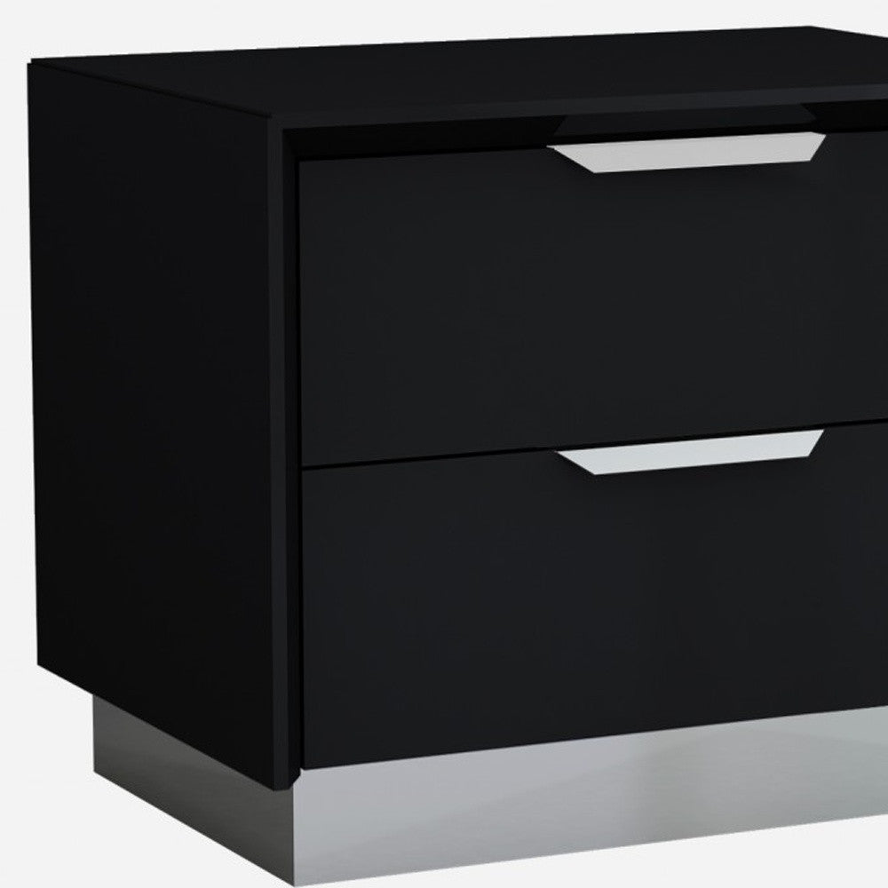 21" Black Two Drawers Nightstand