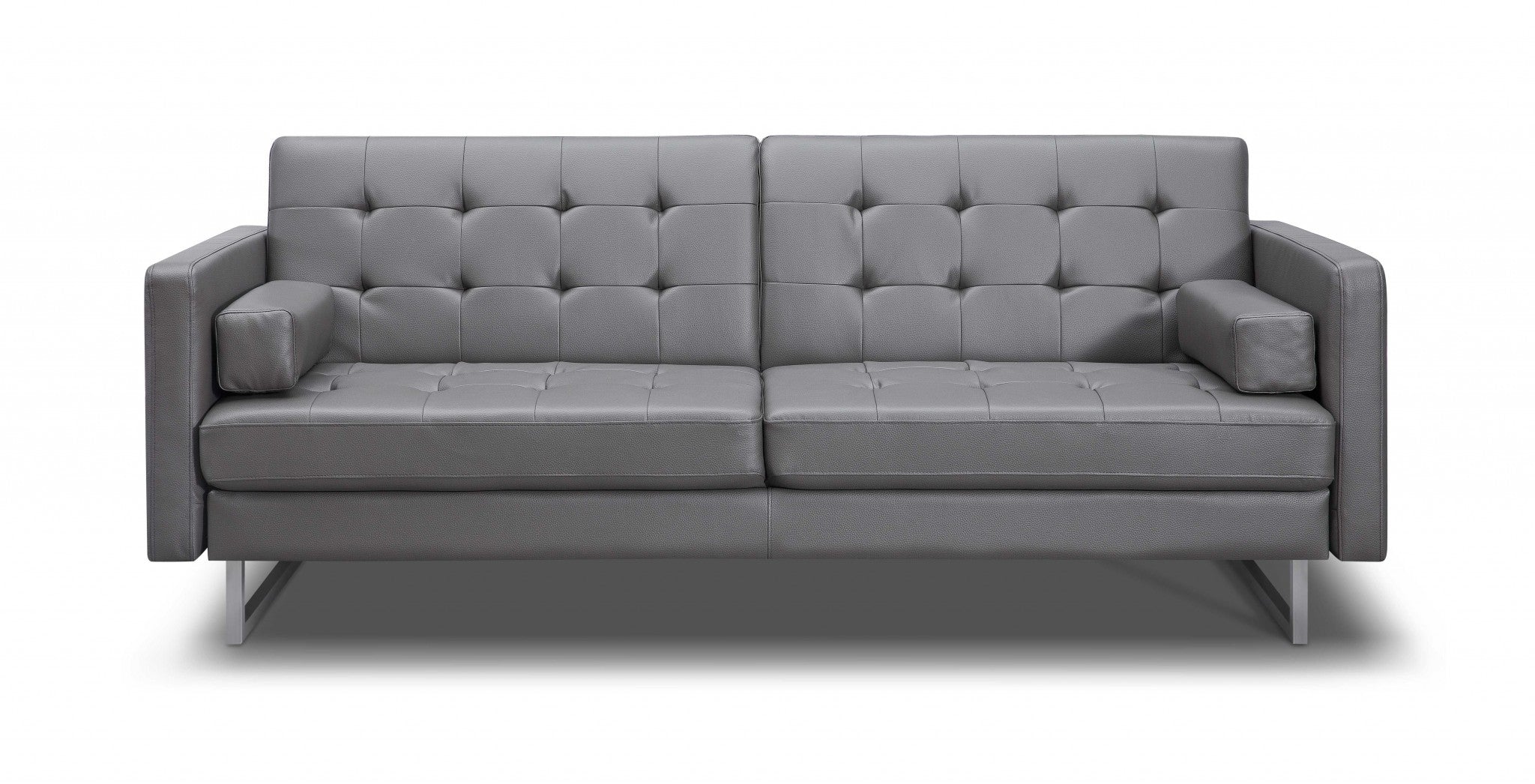 80" Gray Faux leather and Silver Sofa