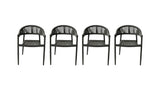 Set Of 4 Gray Open Weave Patio Arm Chairs