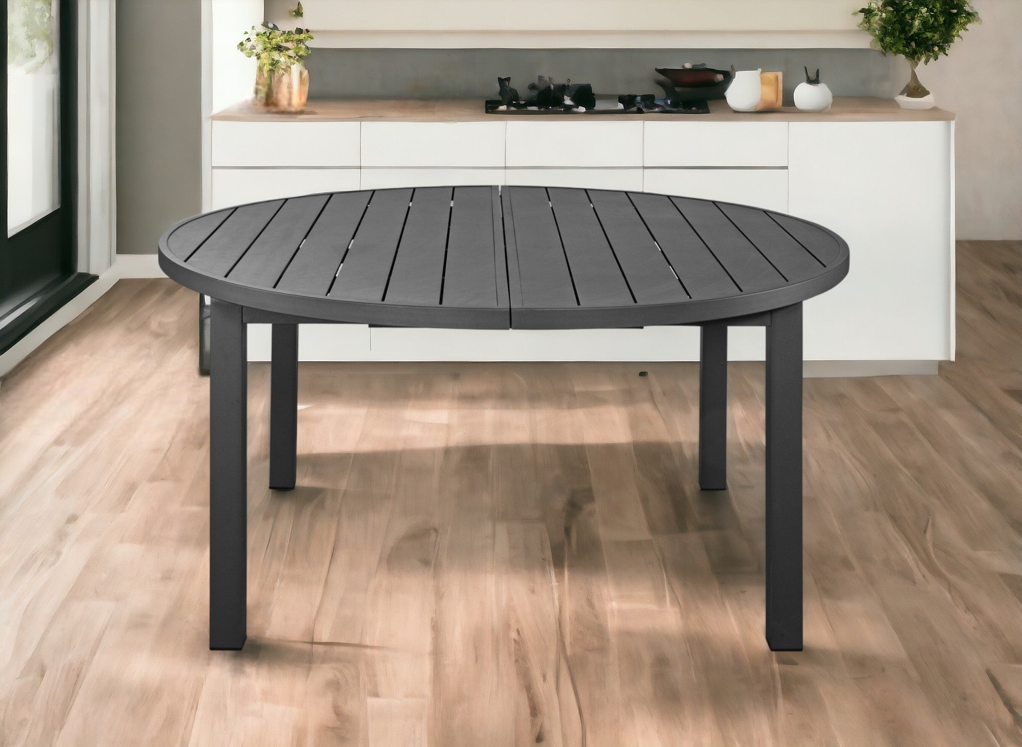 57" Gray Aluminum Folding Dining Table