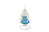 Blue And White Metal Swing Chair With Cushion