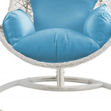 Blue And White Metal Swing Chair With Cushion