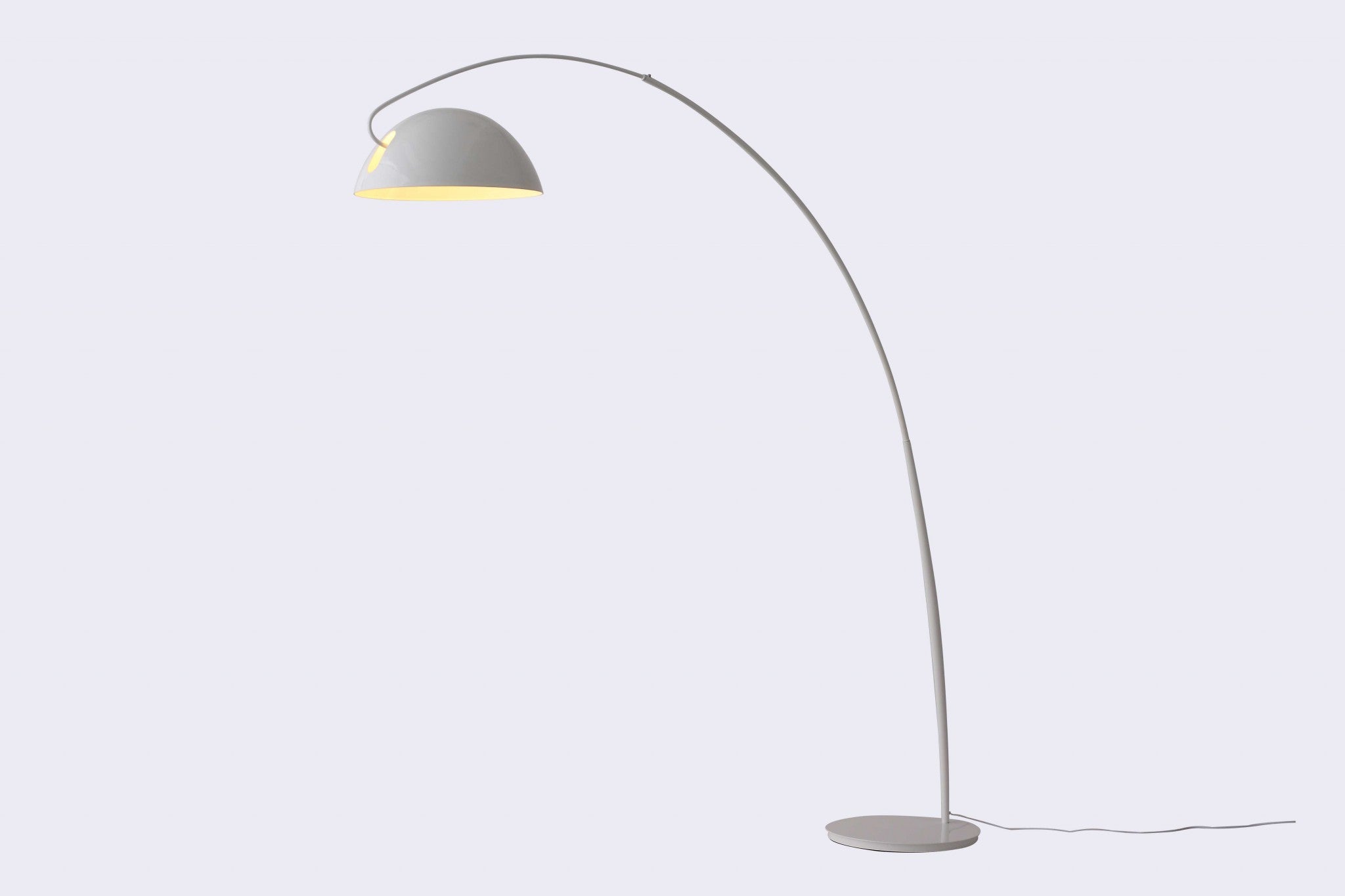 91" White Steel Arched Floor Lamp