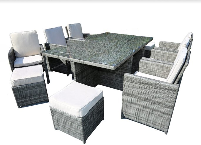11 Piece Clear and Gray Glass Dining Set
