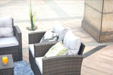 Six Piece Outdoor Brown Metal Sofa Seating Group With Cushions