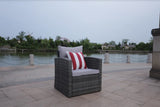 Six Piece Outdoor Brown Metal Sofa Seating Group With Cushions
