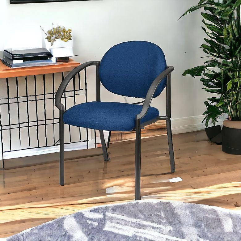 Set of Two Navy Blue and Black Fabric Office Chair