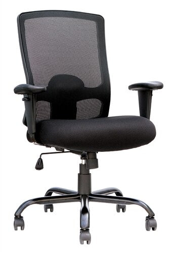 Black Fabric Seat Swivel Adjustable Task Chair Mesh Back Plastic Frame