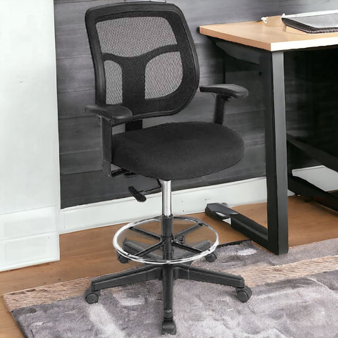 Black Adjustable Swivel Mesh Rolling Drafting Chair