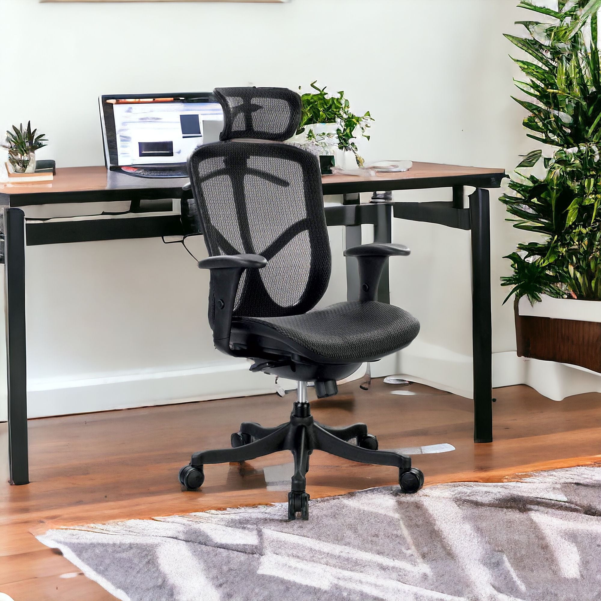 Black Adjustable Swivel Mesh Rolling Executive Office Chair