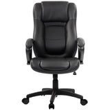 Black Adjustable Swivel Faux Leather Rolling Office Chair