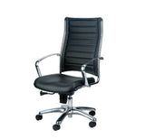 Black and Silver Adjustable Swivel Faux Leather Rolling Office Chair