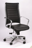 Black and Silver Adjustable Swivel Faux Leather Rolling Office Chair