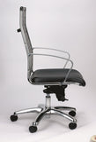 Black and Silver Adjustable Swivel Faux Leather Rolling Office Chair