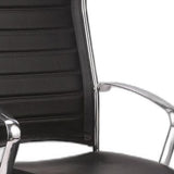 Black and Silver Adjustable Swivel Faux Leather Rolling Office Chair