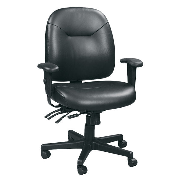 Black Faux Leather Tufted Seat Swivel Adjustable Task Chair Leather Back Plastic Frame