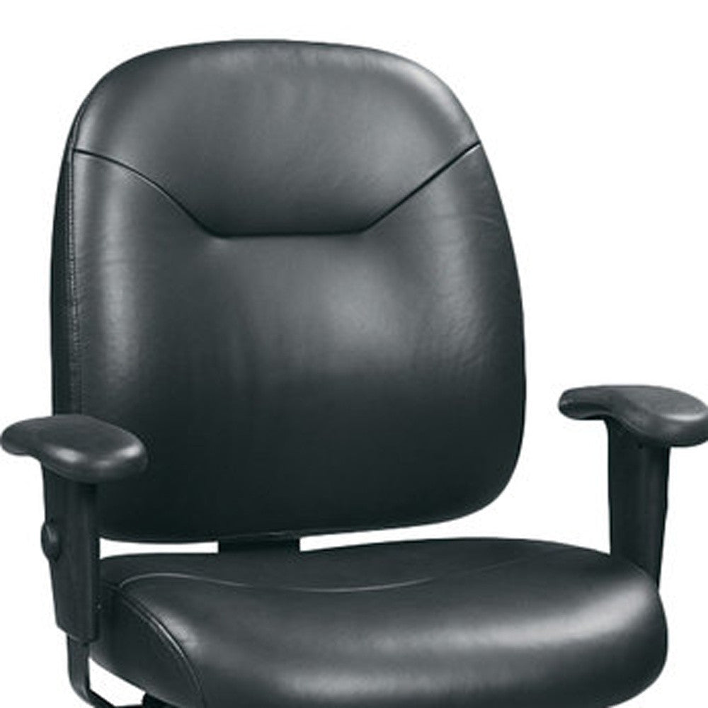 Black Faux Leather Tufted Seat Swivel Adjustable Task Chair Leather Back Plastic Frame