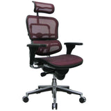 Plum and Silver Adjustable Swivel Mesh Rolling Executive Office Chair