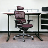 Plum and Silver Adjustable Swivel Mesh Rolling Executive Office Chair