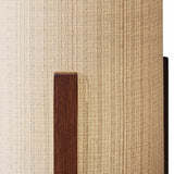 17" Brown Solid Wood Bedside Table Lamp With Natural Cylinder Shade