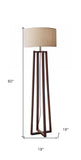 60" Solid Wood Novelty Floor Lamp With Beige Drum Shade