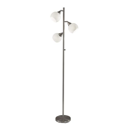 Floor Lamp Brushed Steel Metal Three Adjustable Globes