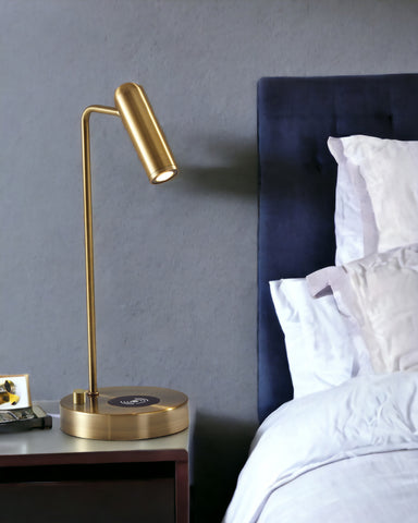 17" Silver Desk Lamp with USB and Wireless Charging